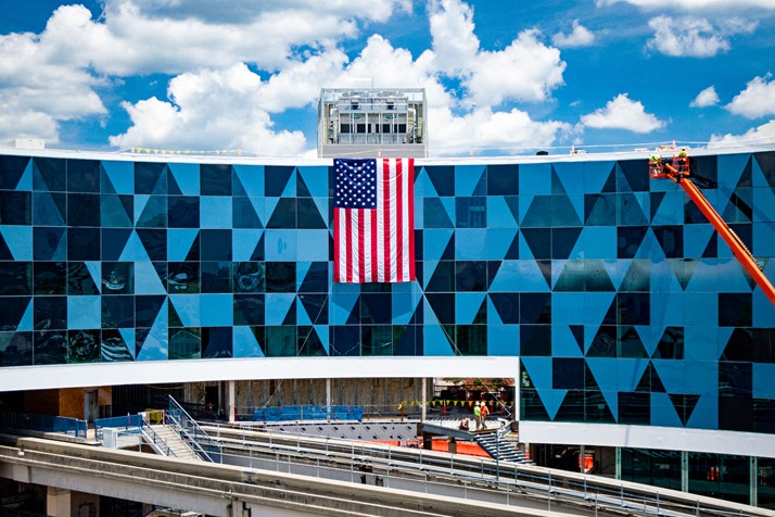 Building with American flag